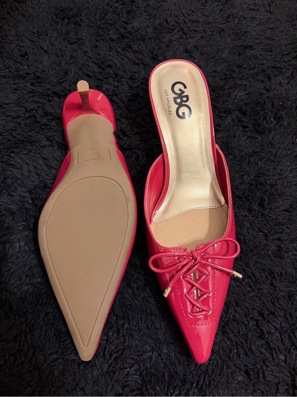 GBG Los Angeles Hot Pink Pointed Toe Lace-Up Mule
